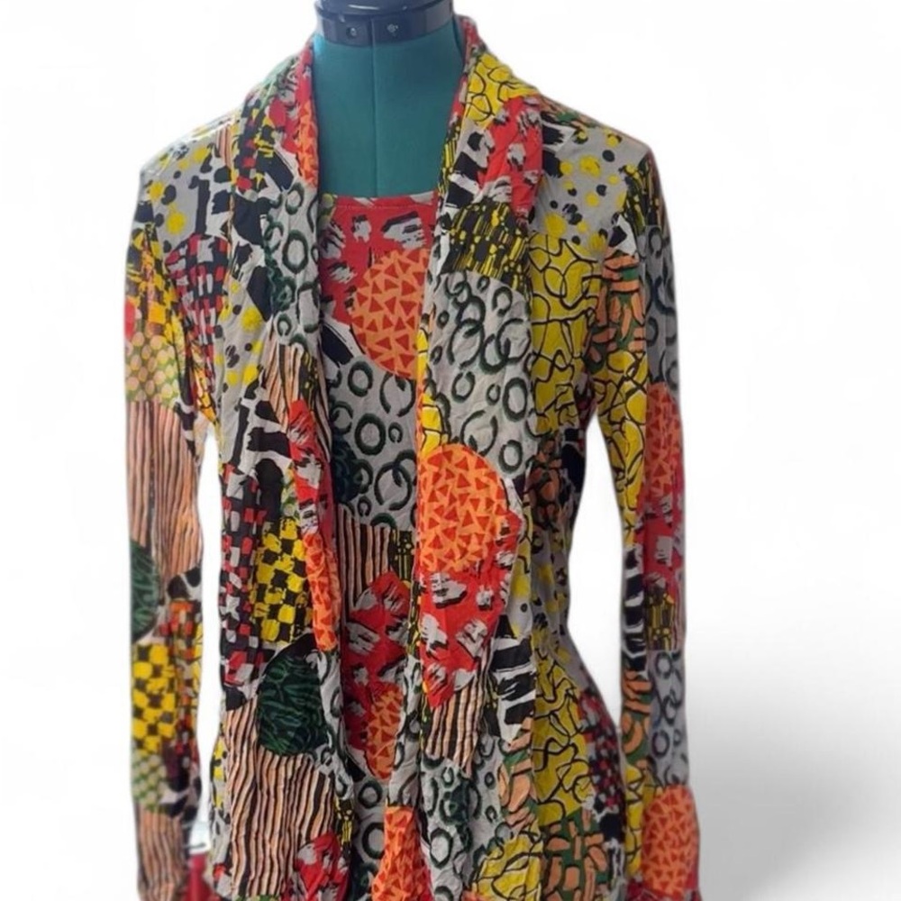 Multicolor Abstract Women's Long Sleeve Top